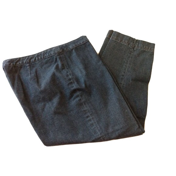 Coldwater Creek Woman Pants Size 10 Blue Denim Capri Flat Front Side Zipper - Picture 2 of 6